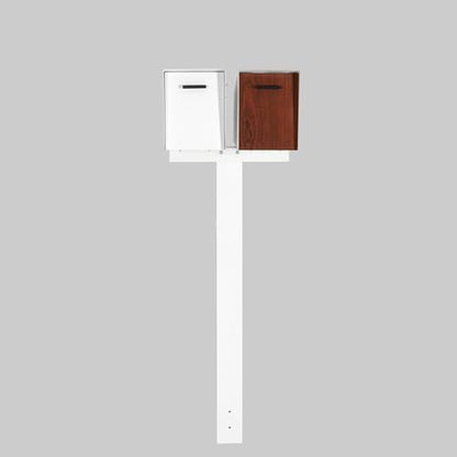 Ilyapa Double Mailbox Post for Outside - 43x4x4 inch White Metal Dual Mailboxes Post for Outside with Universal Mounting Bracket Plate for 2 Mailboxes - color: White Double