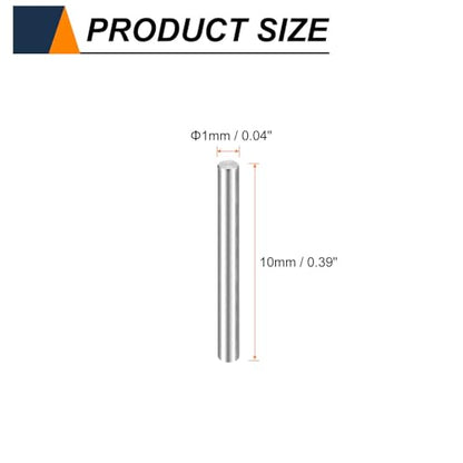 HARFINGTON 50pcs Dowel Pins M1(1mm) x 10mm 304 Stainless Steel Cylindrical Shelf Support Peg Pin Rod Fasten Elements for Metal Devices Wood Furniture DIY Installation, Silver - size: M1 x 10mm