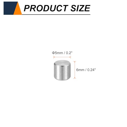 HARFINGTON 15pcs Dowel Pins M5(5mm) x 6mm 304 Stainless Steel Cylindrical Shelf Support Peg Pin Rod Fasten Elements for Metal Devices Wood Furniture DIY Installation, Silver - size: M5 x 6mm