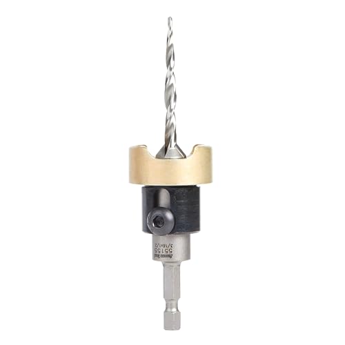 Amana Tool 82 Degree Countersink with Tapered Drill Bit and Adjustable Depth Stop, 55155, 1/2 D x 3/16 Drill D x 1/4 Inch Quick Release Hex Shank - size: 1/2 x 3/16 x 1/4