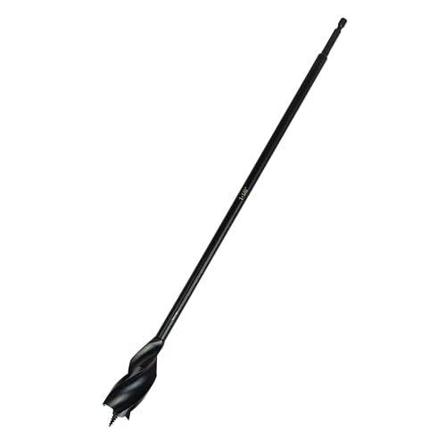 Greycore Tools 1-1/8 Inch x 16 Inch 3-Flute Auger Bit, Wood Drill Bit for Hard and Soft Wood, 1/4” Quick Change Shank, Woodworking Auger Bits (1-1/8” x 16” Auger) - size: 1-1/8" x 16", style: 16 Inch