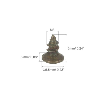 uxcell Brass Wood Screws, M3x6mm Phillips Flat Head Self Tapping Connector for Door Hinges, Wooden Furniture, Home Appliances 50Pcs - size: M3x6mm
