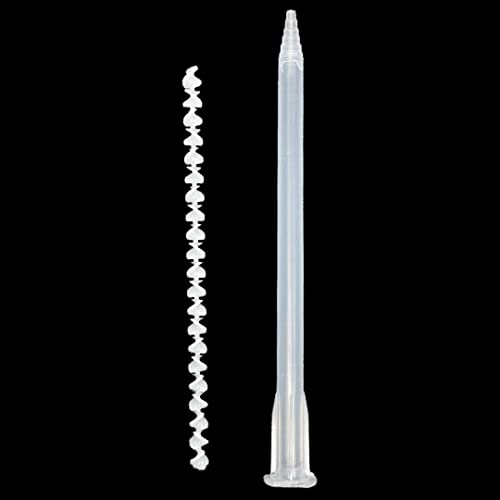 CosmoMix Helical Static Mixer Nozzle Tube Tip, Bayonet Connection, 6 Inches, 21 Elements, 10 Pieces Epoxy Mixing Nozzle Tip, For AB Glue Acrylic Adhensive Gun Mixer(RCS07-21S)