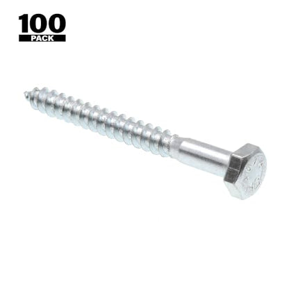 Prime-Line 9055078 Hex Lag Screws, 1/4 in. X 2-1/2 in., A307 Grade A Zinc Plated Steel (100 Pack)