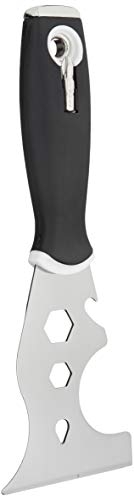 Amazon Basics 14-IN-1 Soft Grip Painters Tool with Hammer End, Paint Scraper, Nail Puller, Roller Cleaner, 3", Black
