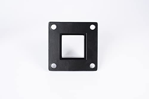 Floor Mount Post Plange for 2" Square Fence Post and Deck Railing, Heavy Duty, Aluminum,Black - size: 2" post flange