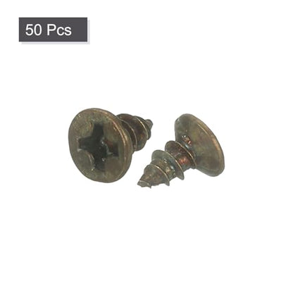 uxcell Brass Wood Screws, M3x6mm Phillips Flat Head Self Tapping Connector for Door Hinges, Wooden Furniture, Home Appliances 50Pcs - size: M3x6mm