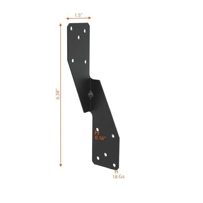 20 Pack Heavy Duty H2.5A Hurricane Tie Brackets 18 Gauge (1.2mm) – Galvanized + Black Powder Coated Steel Strong Tie Straps for Joist Hangers, Truss, Beam, Rafter, Gazebo, Deck – mBracket - style: RT7A-1.2-BPC-