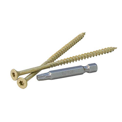 Professional Decking & Outdoors Wood Screws, Bronze SKT® Coating - 1500 Hour Salt Spray, #10 X 4, 6 Lobe 25 Drive (150pcs with 1 Bit in Jar) Model Number: V56104 - size: #10 X 4", style: Bronze SKT Coating