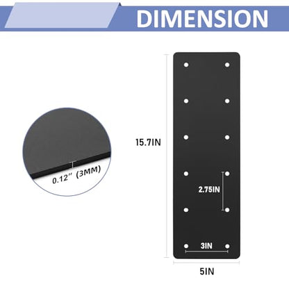 4 Pcs 15.7"x5" Straight Steel Plate for Wood 6x6 6x8, 3MM Thick - size: I shape(15.7''x5'')
