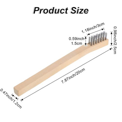 22 Pack Wood Handle Wire Scratch Brush, Small Wire Scratch Brushes with Stainless Steel Bristles and Natural Wood Handle for Rust, Paint, Slag Removal (7.8 Inch)