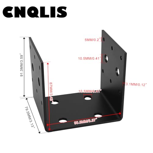 CNQLIS 4 PCS Heavy Duty Shelf Post Base Fit 4" x 4" Post Anchor Connectors - color: Black 4 pieces