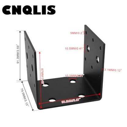 CNQLIS 4 PCS Heavy Duty Shelf Post Base Fit 4" x 4" Post Anchor Connectors - color: Black 4 pieces