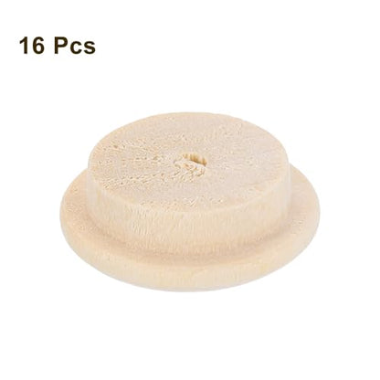 uxcell 16Pcs Wood Button Plugs, 15mm/0.59" Hardwood Screw Hole Plug Mushroom Wooden Caps Buttons Wood Plug for Furniture Woodworking Craft Decor (20mm x 15mm) - size: 20x15mm