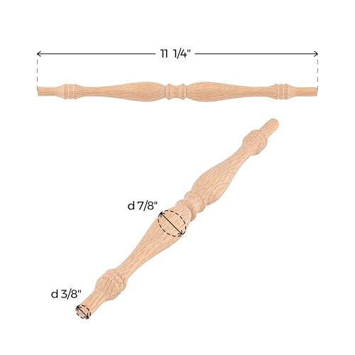 Unfinished Oak Spindle for Chair | Unstained Wood Spindle, Unpainted Wooden Spindles for Crafts, Wooden Chair Part for Furniture Repair | CP4-O
