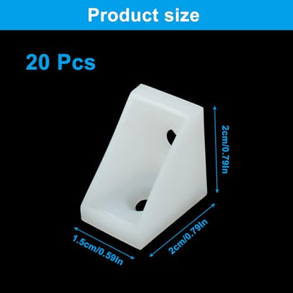 20 Pcs White Right Angle Bracket, 0.79" - style: With Screws(0.79"*0.59"*0.79")
