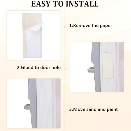 CRASPIRE 24Pcs 4 Styles 3.5 Inch Hinge Repair Wooden Plate Door Hole Cover Plate Wood Cabinet Door Hinges Shim Fillers Covers Blanks Repairs Kit with 48Pcs Double Sided Tapes for Home Kitchen Use