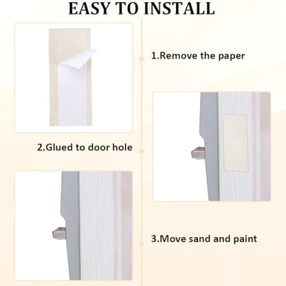 CRASPIRE 24Pcs 4 Styles 3.5 Inch Hinge Repair Wooden Plate Door Hole Cover Plate Wood Cabinet Door Hinges Shim Fillers Covers Blanks Repairs Kit with 48Pcs Double Sided Tapes for Home Kitchen Use