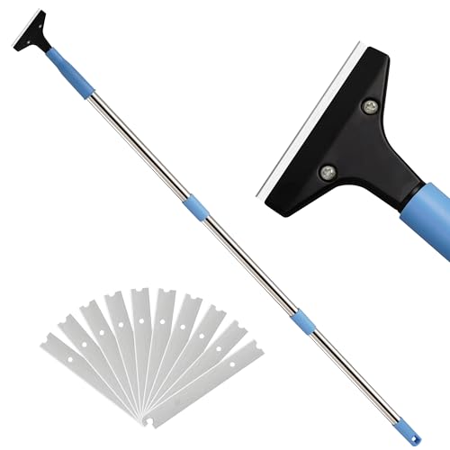4-Inch Razor Blade Floor Scraper, Long Handle Heavy Duty 37-51.5 Inch - size: 37in