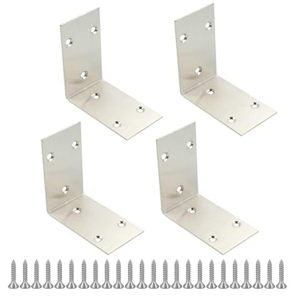 Alise 4Pcs Stainless Steel L Brackets Heavy Duty for Wood Furniture,Brushed - color: Brushed Nickel, size: 85x85MM