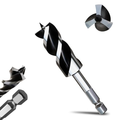 1-1/5"×6" Professional Auger Drill Bit for Wood with Quick Change 1/2" Hex Shank- 3-Cutter Design with Dual-Flute for Fast Chip Removal, Fits Hardwood, Softwood, PVC, Drywall & Tree Stumps - size: 1-1/5"×6"