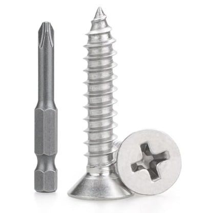#2 x 1/4" (100 PCS) Stainless Steel Flat Self-Tapping Screws (ST2.2x6.5mm) - size: #2 x 1/4" (100 PCS)