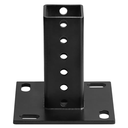 1 Pack 2" x 2" Square Sign Post Anchor Base, Black