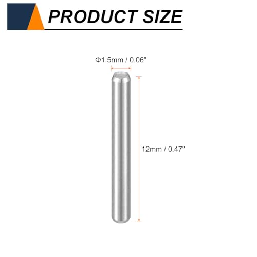 HARFINGTON 50pcs Dowel Pins M1.5(1.5mm) x 12mm 304 Stainless Steel Cylindrical Shelf Support Peg Pin Rod Fasten Elements for Metal Devices Wood Furniture DIY Installation, Silver - size: M1.5 x 12mm