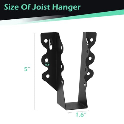 24 Pcs 2"x 6" Joist Hanger|Q235B Carbon Steel - size: 24, style: 2"x 6"
