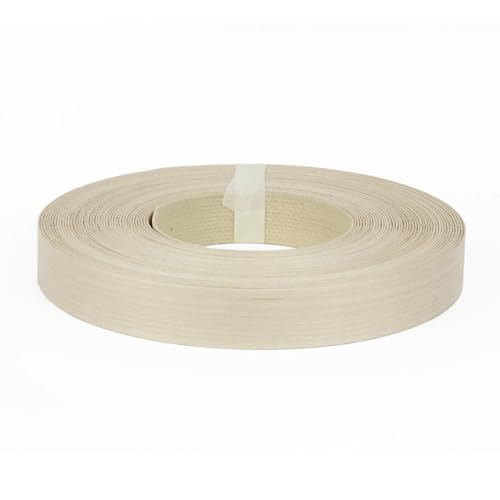 Furndiy Birch 7/8" x 50' Roll Pre-Glued Wood Veneer Edge Banding, Iron on Edge Band, Hot Melt Adhesive, Real Wood Edge Tape, Veneer Edging for Easy Furniture Restoration, Smooth Surface, Based in USA
