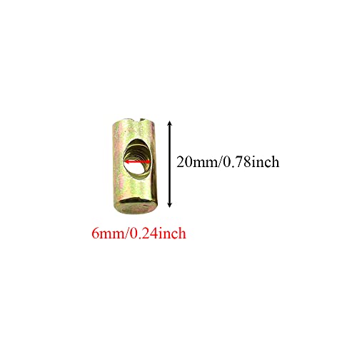 M6x20mm Barrel Nuts Cross Dowels Slotted Bolts Hardware Clean Tight Thread Proper Insert Sturdy Firm Holding Easy Install Align Smooth Screw in Snug Fit for Beds Crib Furniture Chairs 6PCS - size: M6x20-Color-6Pcs