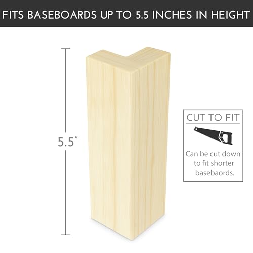 5.5" x 3/4" Outside Corner Baseboard Molding and Trim Block. Pine. (4)