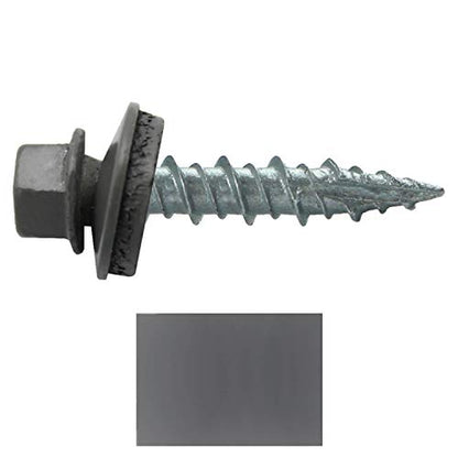 10 x 1 Charcoal Metal Roofing Screws - Hex Washer Head- Self-Starting/Tapping - EPDM Washer. 1 Bag - 250 Screws - color: CHARCOAL, size: 1"