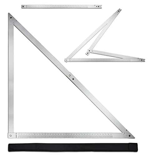 48 Aluminum Folding Square | Adjustable 45° & 90° Angles for Framing/Roofing/Staircases | Professional Woodworking & Construction Triangle Ruler Tool