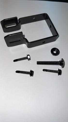 Universal Bracket for Ornamental Fence Panel to Post Mounting, Black, Steel, with Self-Drilling Screws
