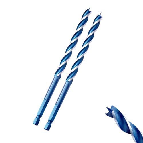 Auger Wood Drill Bit 5/16" x 6" x 2 Packs, Tri-Flute, 1/4 Inch Quick Change Hex Shank - size: 5/16" x 6" x 2Pcs