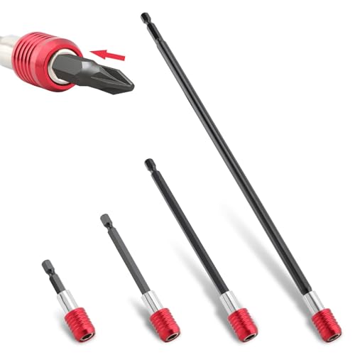 Impact Driver Bit Extension Set, 1/4 in Hex Magnetic Bit Holder, 4 Pc