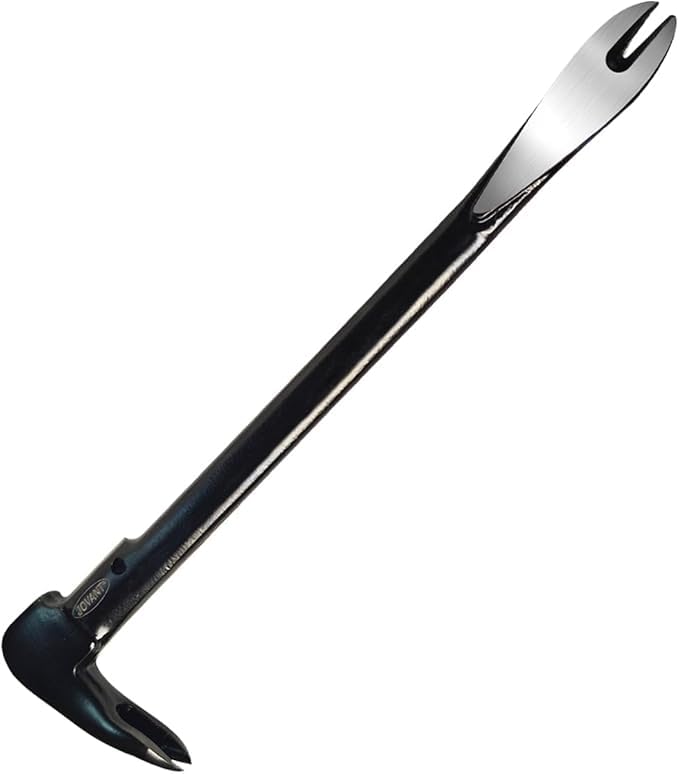 2-Piece Nail Puller Set, 12”Pry Bar, 10” Mini Crowbar, Cats Claw Nail Remover, pry bar set, for Kitchen Remodel, Prying Apart Baseboard, Multi-sided Forged Steel Made carpenter tools (12'')