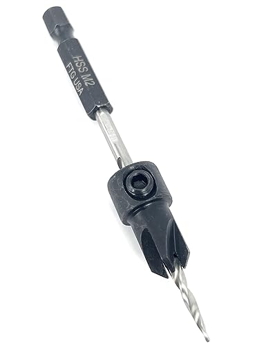 FTG USA #6 (9/64") Countersink Drill Bit for Wood with Tapered Drill Bit - size: #6, style: w/o Depth Stop