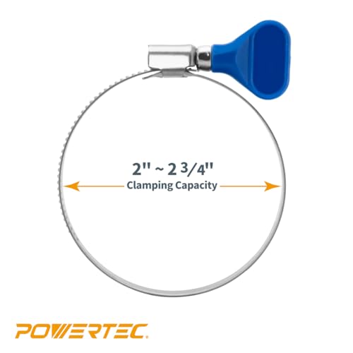 POWERTEC 70262-P2 2-1/2 Inch Key Hose Clamp, Thumb Screw Key Adjustable Stainless Steel Hose Clamps for Dust Collection, Dust Collector and Dryer Vent Hose, Pipe Clamp, RV Clamp,Worm Gear Clamp,20pack - size: 2-1/2 Inch, style: Key clamps (20 PK)