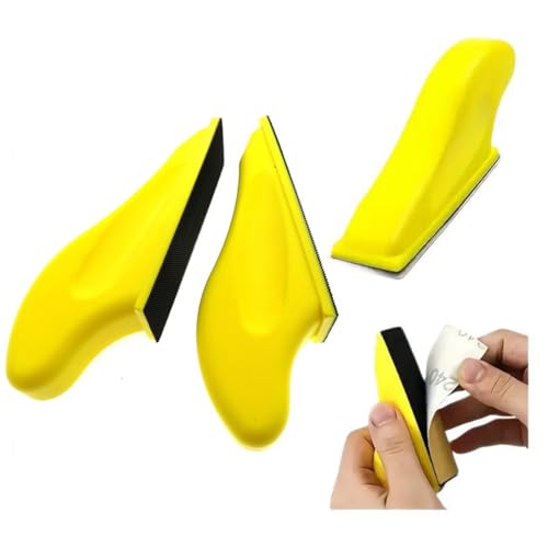 Micro Hand Sanding Block Mini Foam Sander Hook And Loop Backing Plate (Yellow) - color: Yellow