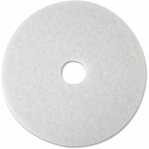 3M White Super Polish Pad 4100, 17" Floor Pad, Machine Use (Case of 5) - size: 17 inches