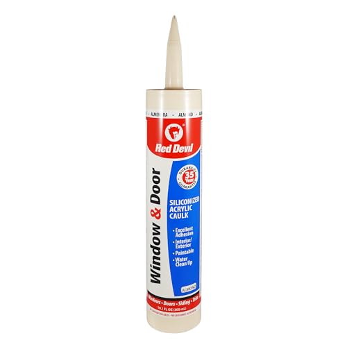 Red Devil 084620 Window & Door Silicon Acrylic Caulk, Almond Off-White, Waterproof, 10.1 oz, Pack of 1, Made in USA - color: Almond, style: Pack of 1