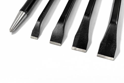 Pry Bar Set 5-Piece Heavy-Duty with Rolling Head & Chisel Tips Tech Team
