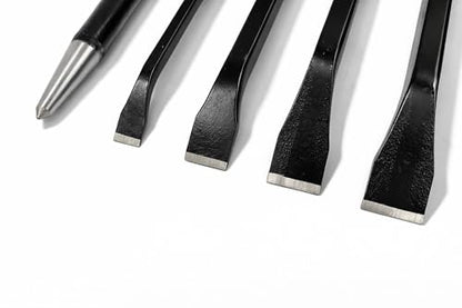 Pry Bar Set 5-Piece Heavy-Duty with Rolling Head & Chisel Tips Tech Team