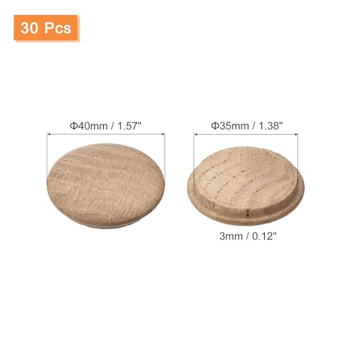 uxcell Wood Plugs, 30Pcs 40 x 35 mm - Red Oak Wood Button Top Plugs, Screw Hole Covers, Decorative Wooden Cover for Stair Chair Craft Furniture Woodworking - size: 40x35mm