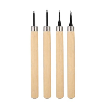 Stamp Carving Tools 4PCS Rubber Wood Carving Knife Tools