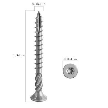 Wensilon #8 * 2" 304 Stainless Steel Deck Screws, (2610pcs) 15 lbs.Exterior Wood Screws, Rust Resistant epoxy Coated, Bronze, T20 Star Bit - color: Silver, size: 8*2