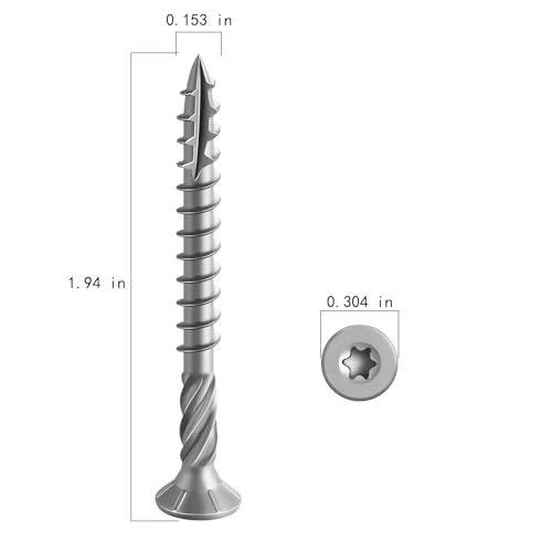 Wensilon #8 * 2" 304 Stainless Steel Deck Screws, (126pcs) 1 lbs.Exterior Wood Screws, Rust Resistant Epoxy Coated, Bronze, T20 Star Bit - color: Silver, size: 8*2