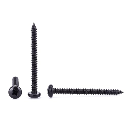 #10 x 1-3/4" Phillips Pan Head Sheet Metal Screws, 304 Stainless Steel 18-8, Black Coated, Corrosion Resistant Pan Head Self Tapping Screws for Wood, Sheet Metal, 50 PCS - size: #10 x 1-3/4"